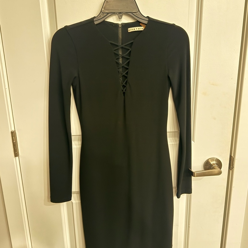 Alice + Olivia Black Long Sleeve Dress
